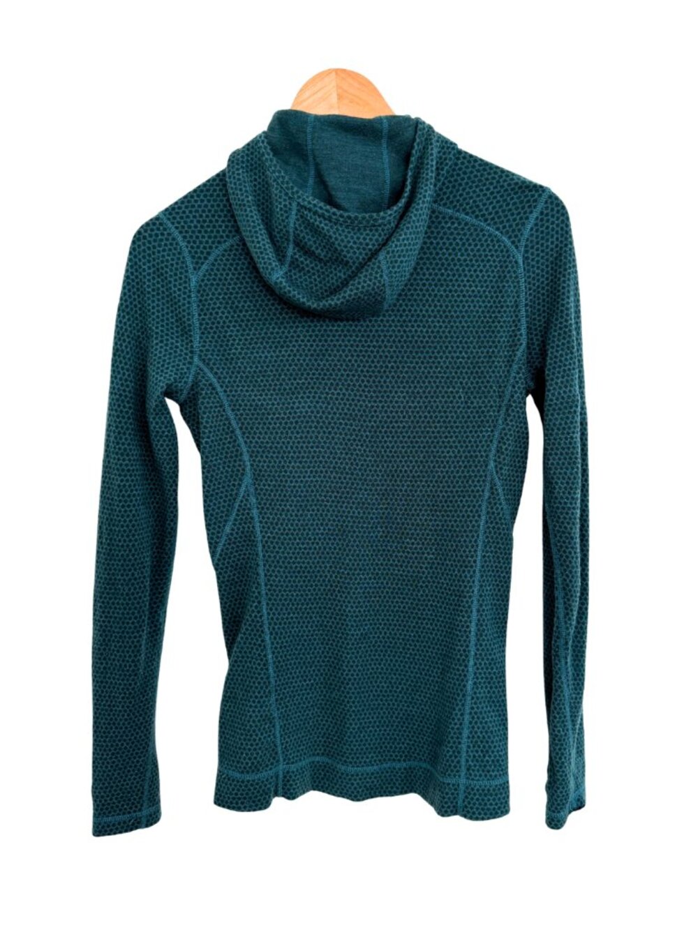 Smartwool Shirt Women Medium Merino Wool Hoodie 1/2 Zip Teal Blue Base Layer - Picture 3 of 13